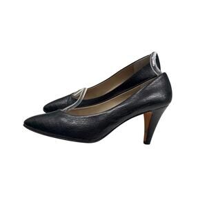 Vintage Garolini black Italian Embossed leather 3” high heel pumps size 8M
